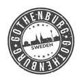 Gothenburg Sweden Europe Round Button City Skyline Design Stamp Vector Travel Tourism Royalty Free Stock Photo