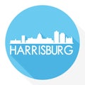 Harrisburg Pennsylvania Capital USA Round Icon Vector Art Flat Shadow Design Skyline City Silhouette Template Logo