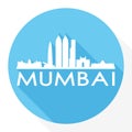 Mumbai India Asia Round Icon Vector Art Flat Shadow Design Skyline City Silhouette Template Logo