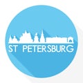 Saint Petersburg Russia Europe Round Icon Vector Art Flat Shadow Design Skyline City Silhouette Template Logo Royalty Free Stock Photo