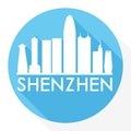 Shenzhen China Round Icon Vector Art Flat Shadow Design Skyline City Silhouette Template Logo Royalty Free Stock Photo