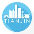 Tianjin China Round Icon Vector Art Flat Shadow Design Skyline City Silhouette Template Logo Royalty Free Stock Photo