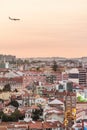 Skyline of evening Lisbon from Miradouro da Graca viewpoint, Portug