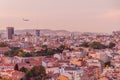Skyline of evening Lisbon from Miradouro da Graca viewpoint, Portug