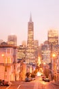 Skyline of Financial District at dusk, San Francisco, California