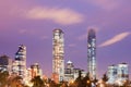 Skyline of Financial District in Las Condes from Bicentennial park in Vitacura Royalty Free Stock Photo