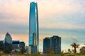 Skyline of Financial District in Las Condes from Bicentennial park in Vitacura Royalty Free Stock Photo