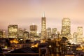 Skyline of Financial district of San Francisco at night Royalty Free Stock Photo