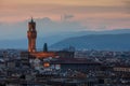 Skyline of Florence with tower Arnolfo during sunset, Tuscany Italy