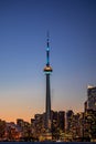 Skyline focusing on the CN Tower during the sunset - Toronto, Ontario Royalty Free Stock Photo