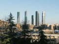 Skyline of the four towers of Madrid