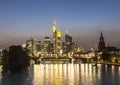 Skyline of Frankfurt, Germany by night, the financial center of Royalty Free Stock Photo