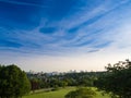 The skyline of Frankfurt, Germany, seen from the Lohrberg Royalty Free Stock Photo