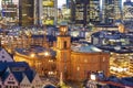 Skyline of Frankfurt am Main in the evening with view to St. Pauls church, Germany Royalty Free Stock Photo