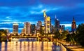 Skyline of Frankfurt am Main in Germany at night Royalty Free Stock Photo