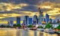 Skyline of Frankfurt am Main in Germany at sunset Royalty Free Stock Photo