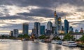 Skyline of Frankfurt am Main in Germany at sunset Royalty Free Stock Photo