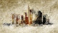 Skyline of frankfurt in modern and abstract vintage look Royalty Free Stock Photo