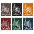 Skyline grunge sticker set