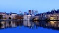 Skyline Of The Hague Den Haag with the buildings of the Binnenhof Palace, Mauritshuis Museum and modern office towers. Royalty Free Stock Photo