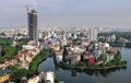 Skyline of Hanoi in Vietnam Asia late in the evening Royalty Free Stock Photo
