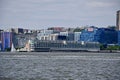 Skyline of Harbor Blvd, Weehawken, New Jersey across Hudson River from Manhattan, USA