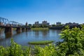 Skyline of Harrisburg Pennsylvania from City Island from accross the Susquehanna River Royalty Free Stock Photo