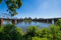 Skyline of Harrisburg Pennsylvania from City Island from accross the Susquehanna River Royalty Free Stock Photo