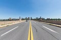 Skyline of Harrisburg Pennsylvania from City Island from accross the Susquehanna River Royalty Free Stock Photo