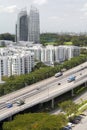 Skyline and highway traffic in Singapore city Royalty Free Stock Photo