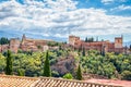 Skyline of the Alhambra Fortess in Granada, Spain Royalty Free Stock Photo