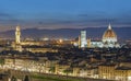 Panorama of Skyline of Historical city Florence, Tuscany, Italy at dusk Royalty Free Stock Photo