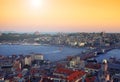 Istanbul skyline with Hagia Sophia and Blue Mosque as seen from Galata Tower Royalty Free Stock Photo
