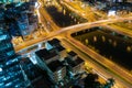 Skyline of Ho Chi Minh city by night with trails of lights, Vietnam