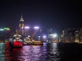 The skyline of Hong Kong during the evening