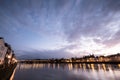 Skyline of the illuminated city of Maastricht at night Royalty Free Stock Photo