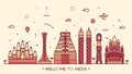 Skyline India silhouette illustration linear Royalty Free Stock Photo