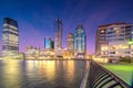 Skyline of Jersey City, New Jersey from New York Harbor Royalty Free Stock Photo