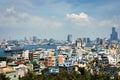 Skyline of the Kaohsiung City buildings, cityscape and harbor in Cijin island in Taiwan