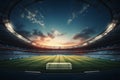 Skyline kick off Soccer or football stadium against a vivid sky Royalty Free Stock Photo