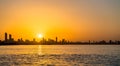 Skyline of Kuwait City at sunset. Royalty Free Stock Photo