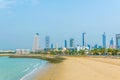 Skyline of Kuwait including the Seif palace, Liberation tower and the National assembly building Royalty Free Stock Photo
