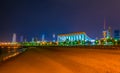 Skyline of Kuwait with the National assenbly building and the Liberation tower during night