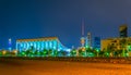 Skyline of Kuwait with the National assenbly building and the Liberation tower during night....IMAGE