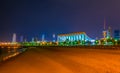 Skyline of Kuwait with the National assenbly building and the Liberation tower during night....IMAGE Royalty Free Stock Photo