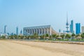 Skyline of Kuwait with the National assenbly building and the Liberation tower