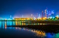 Skyline of Kuwait during night including the Seif palace and the National assembly building Royalty Free Stock Photo