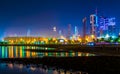 Skyline of Kuwait during night including the Seif palace and the National assembly building Royalty Free Stock Photo