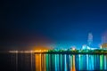 Skyline of Kuwait during night including the Seif palace and the National assembly building Royalty Free Stock Photo