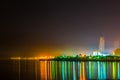 Skyline of Kuwait during night including the Seif palace and the National assembly building Royalty Free Stock Photo